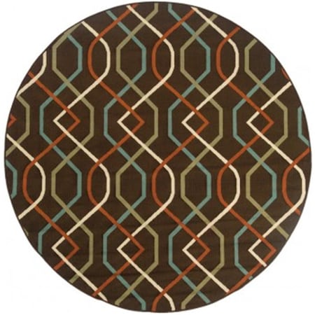 Sphinx By Oriental Weavers Rug, Montego 896N6 8' Round Round - Brown/ Ivory-Polypropylene M896N6240RDST